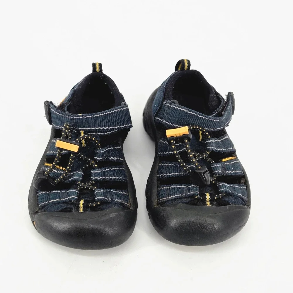 Keen Newport H2 Waterproof Sandals Kids Size 5 Navy Blue Black Yellow Outdoor